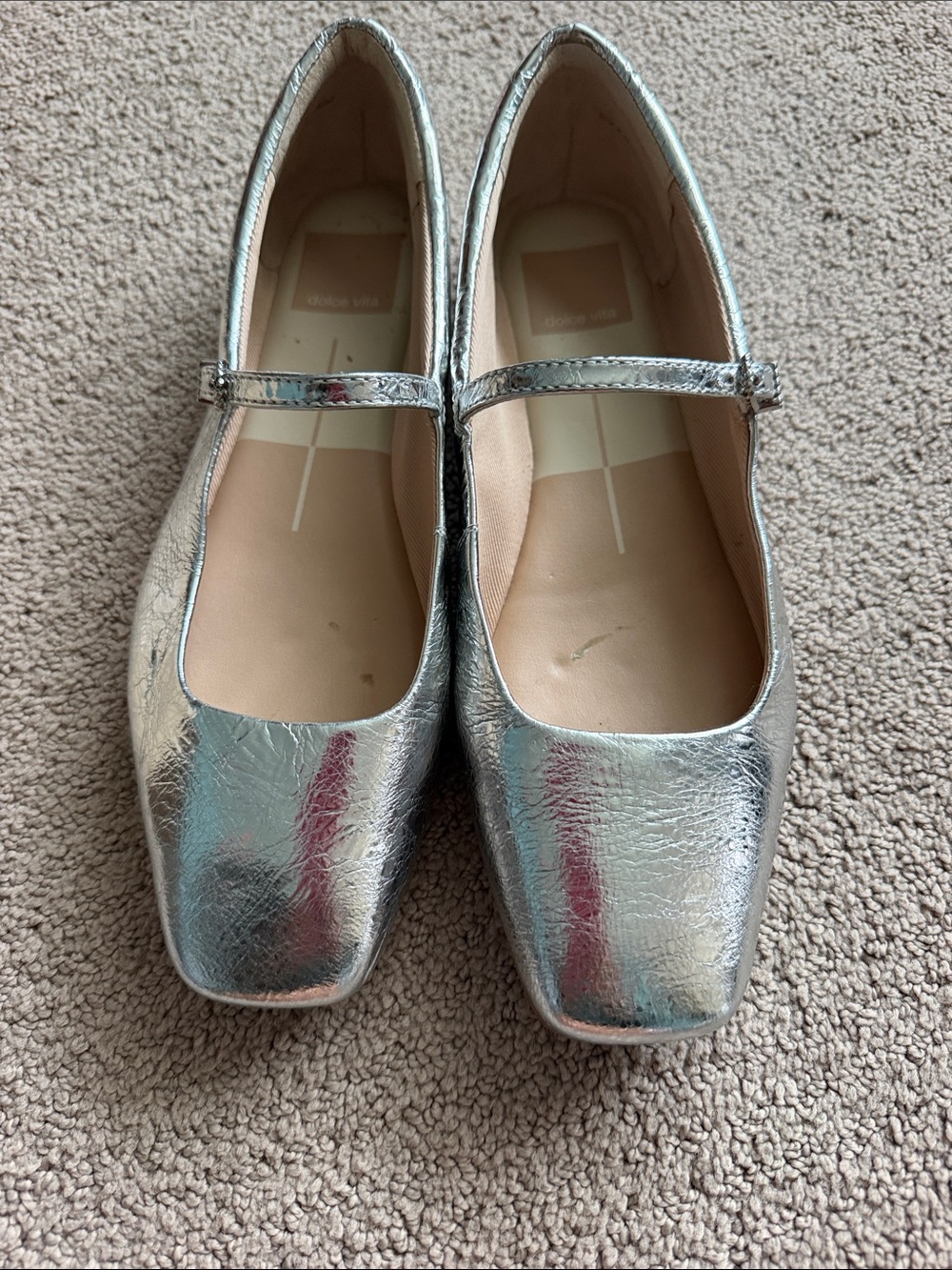 Dolce Vita Metallic Silver Mary Jane Flats